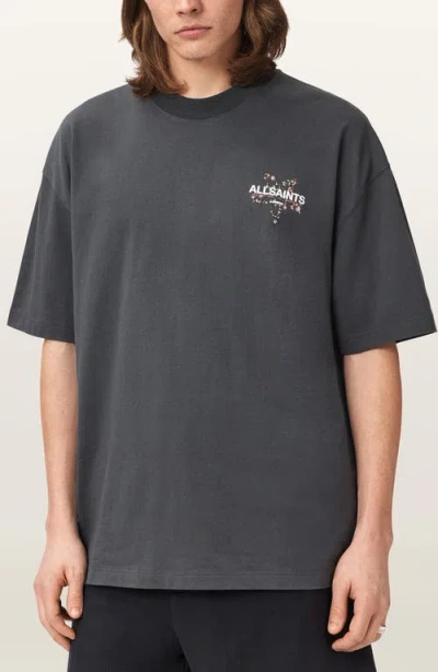 Allsaints Dreamer Graphic Cotton Crewneck T-shirt In Black