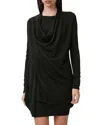Allsaints Drina Wool Draped Dress In Black