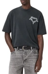 Allsaints Mens Washed Black Oversized Graphic-print Cotton T-shirt Xl In Black