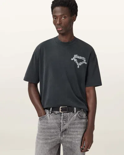 ALLSAINTS MAIN: 100% COTTON DRIP SHORT SLEEVE OVERSIZED T-SHIRT