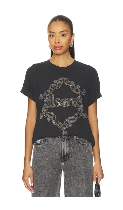 Allsaints Drip Embellished Boyfriend T-shirt In Black