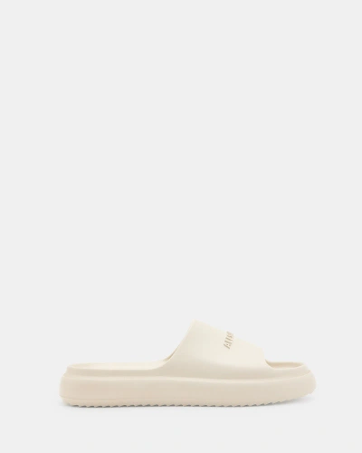 Allsaints Dune Slip On Logo Slides In Chalk White