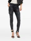 Allsaints Duran Frayed Cargo Jeans In Black