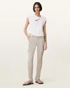 Allsaints Womens Cream White Duran Raw-hem Skinny-leg Stretch-denim Jeans In Cream White