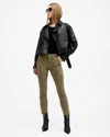 Allsaints Duran Skinny Denim Cargo Jeans In Khaki Green