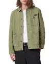 Allsaints Mens Military Green Eavis Patch-pocket Cotton Jacket In Military Green