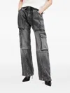 Allsaints Echo High Rise Cargo Jeans In Washed Black In Gray
