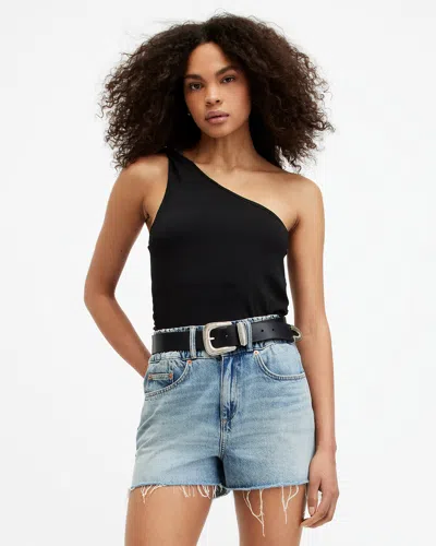 Allsaints Echo Slim Fit Asymmetric Top In Black