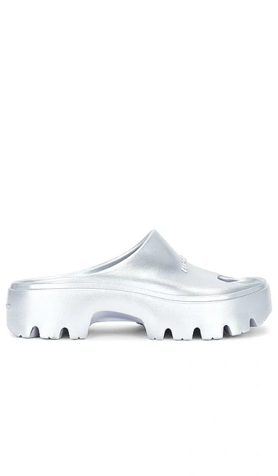 Allsaints Eclipse Flatform Logo Slides In Metallic Silver