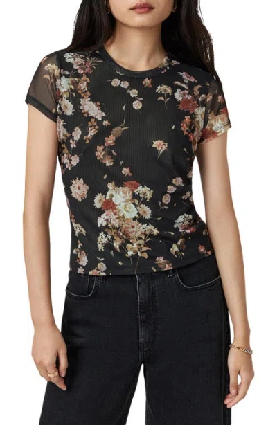 ALLSAINTS ALLSAINTS EDANA LEOPARD PRINT LONG SLEEVE MESH TOP