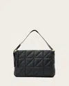 Allsaints Womens Black Edbury Quilted Leather Shoulder Bag In Black
