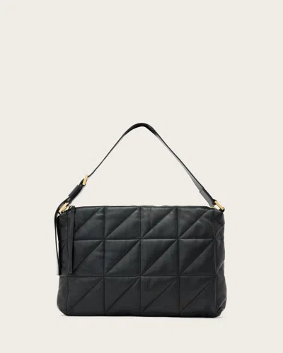 Allsaints Edbury Quilted Leather Shoulder Bag In Black
