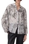 Allsaints Eddie Floral Print Button Up Shirt In Rise Ecru White