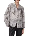 Allsaints Eddie Floral Print Button Up Shirt In Rise Ecru