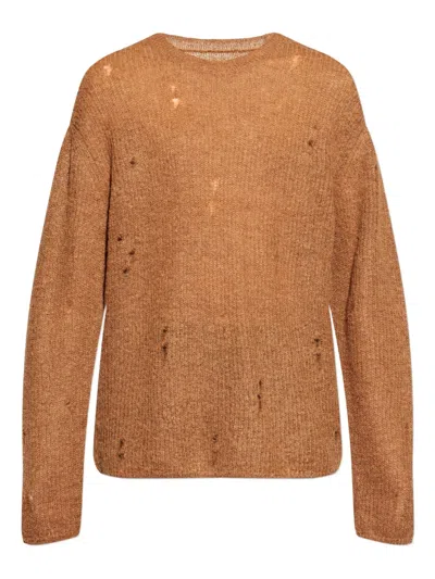 Allsaints Edgin Distressed Sweater In Brown