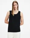 Allsaints Edwards Ramkull Embroidered Ribbed Vest In Black