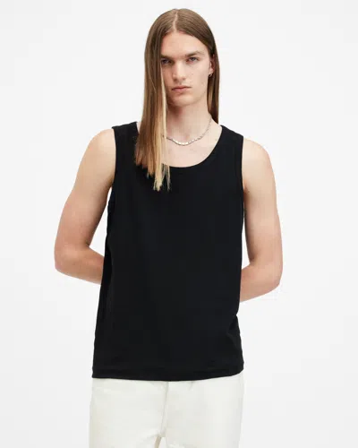 Allsaints Edwards Ramkull Embroidered Ribbed Vest In Black