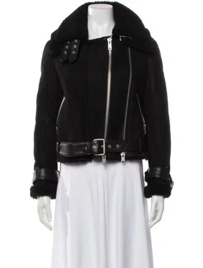 Pre-owned Allsaints Eel Skin Biker Jacket In Black