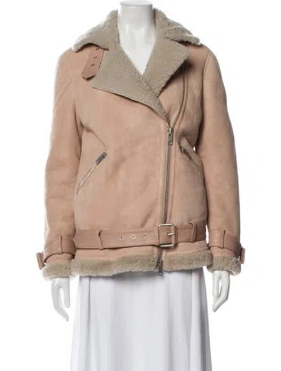Pre-owned Allsaints Eel Skin Biker Jacket In Neutral