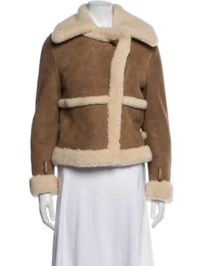 Pre-owned Allsaints Eel Skin Coat In Brown