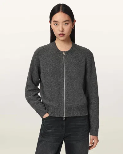 Allsaints Effie Alpaca-blend Cardigan In Gray