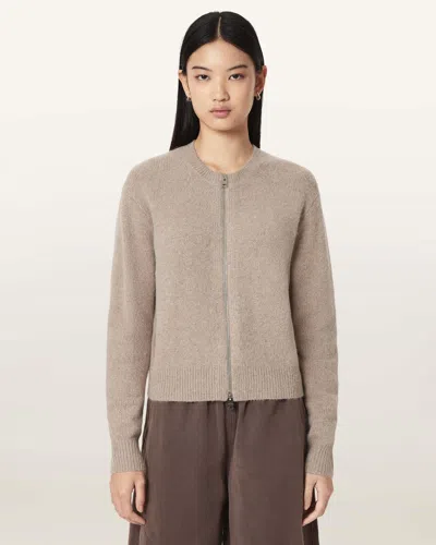 Allsaints Effie Alpaca-blend Cardigan In Neutral