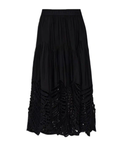 Allsaints Elastic Waist Midi Skirt In Black