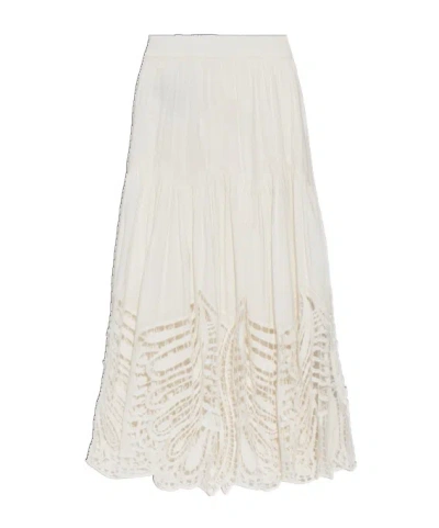 Allsaints Femi Openwork Maxi Skirt In White