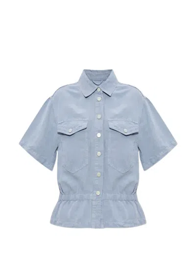Allsaints Elasticated-waist Short-sleeve Shirt In Blue