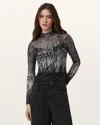 Allsaints Elia Mesh Long Sleeve Top In Harmony Black
