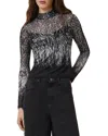 Allsaints Elia Mesh Long Sleeve Top In Harmony Black
