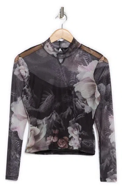 Allsaints Elia Mock Neck Top In Black