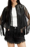 Allsaints Elias Astral Leather Tassel Gilet In Black