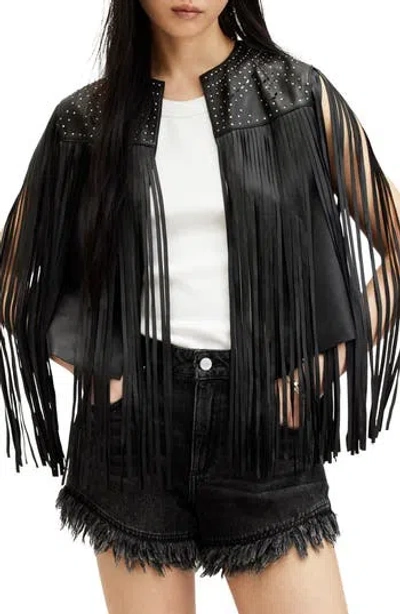 ALLSAINTS ALLSAINTS ELIAS ASTRAL LEATHER FRINGE VEST