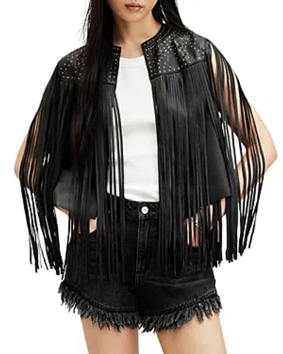 ALLSAINTS ELIAS ASTRAL LEATHER FRINGE VEST