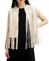 Allsaints Elias Astral Leather Tassel Gilet In Off White