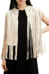 Allsaints Elias Astral Leather Tassel Gilet In Off White