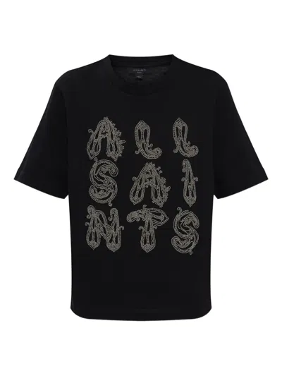Allsaints Ella Lisa Beaded T-shirt In Black