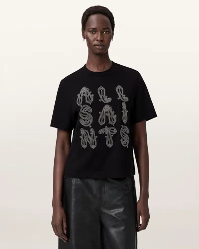 Allsaints Ella Lisa Embellished T-shirt In Black