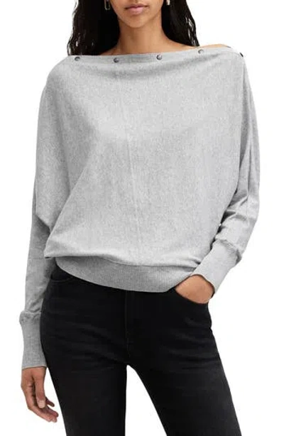 Allsaints Elle Bateau Pullover Sweater In Gray