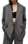 Allsaints Elle Double Breasted Lightweight Blazer In Grey In Gray
