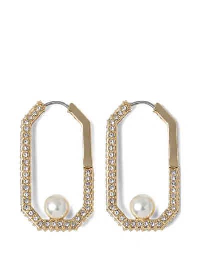 Allsaints Ellie Crystal-embellished Faux-pearl Earrings In Gold