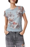 Allsaints Ellie Floral Print Mesh T-shirt In Blue