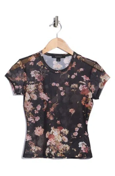 Allsaints Ellie Floral Mesh T-shirt In Red