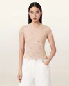 Allsaints Ellie Mesh Floral T-shirt In Neutral