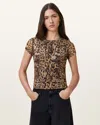 Allsaints Ellie Mesh Print T-shirt In Evia Golden Brown