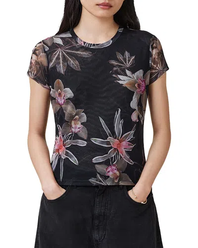 Allsaints Ellie Mesh Floral Print Slim T-shirt