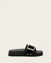 Allsaints Ellie Raffia Buckle Leather Sliders,