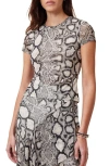 Allsaints Ellie Mesh Snake Print T-shirt In Flow Ecru White