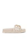 Allsaints Womens Parchment Whit Ellie Buckle-embellished Leather Sandals In Cream